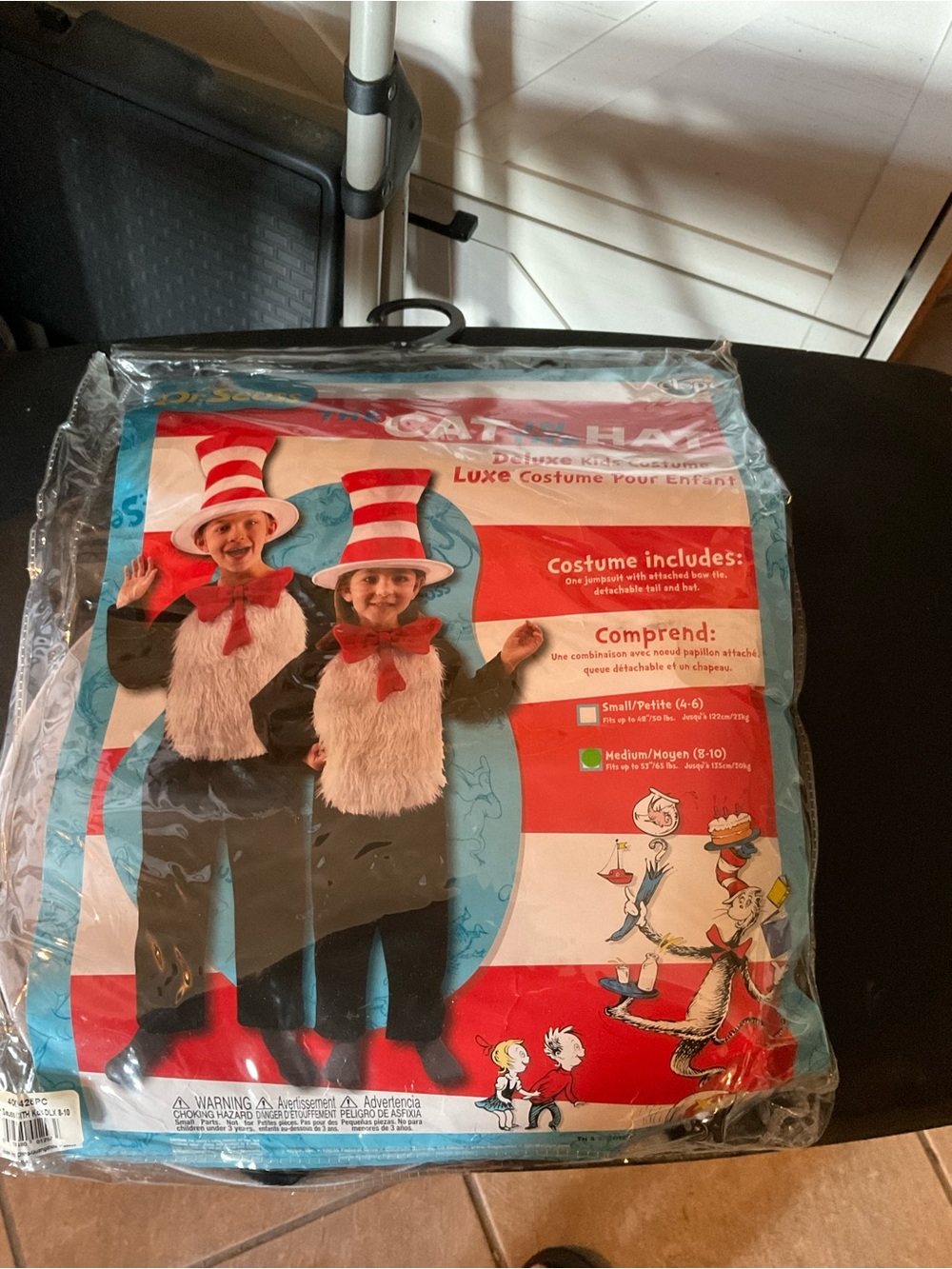 Dr. Seuss Cat in the Hat Kids Costume - Red, White & Black